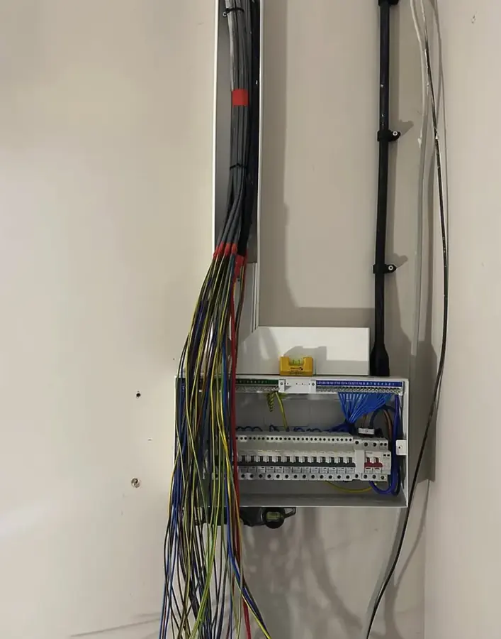 A new consumer unit being wired in a Lincoln home