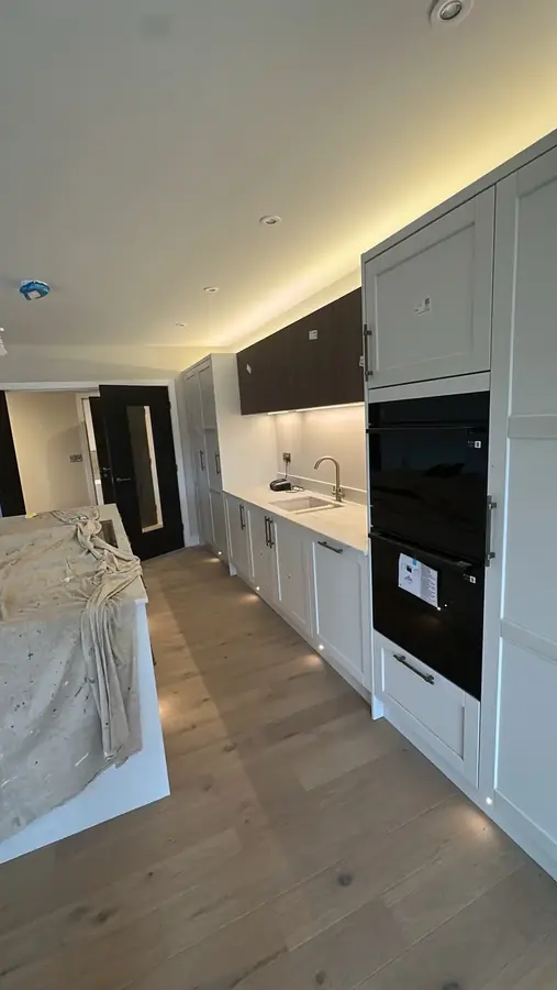 Under cabinet lighting in a new build kitchen