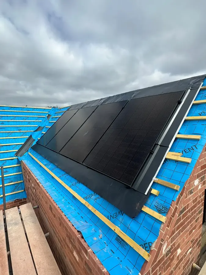 Solar panels going on during an installation